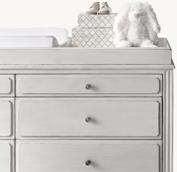 Three Quarter view of Marcelle Wide Dresser Topper - Vintage Grey 