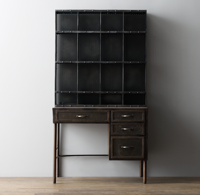 Vintage Apothecary Shop Desk & Hutch 