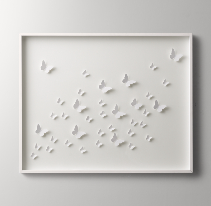 Front view of Hand-Folded Paper Butterfly Art Large - White 