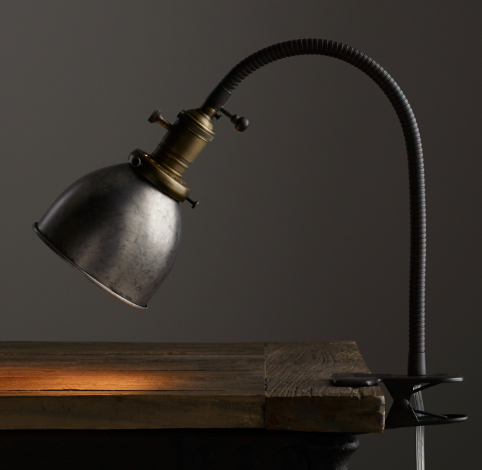 Industrial Era Task Clip Lamp Pewter RH