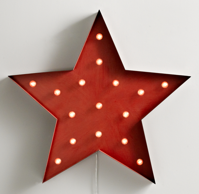 Vintage Illuminated Oversized Star - Distressed Red | RH