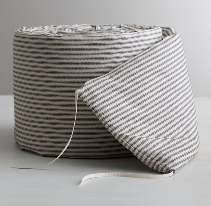 Garment-Dyed Ticking Stripe Crib Bumper 