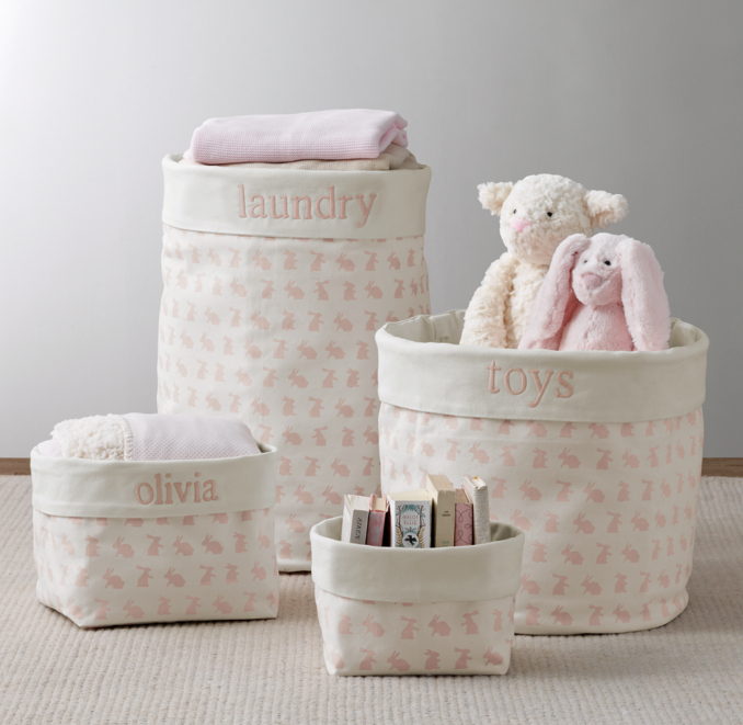 Nursery Canvas Storage - Pink Bunny | RH Baby & Child