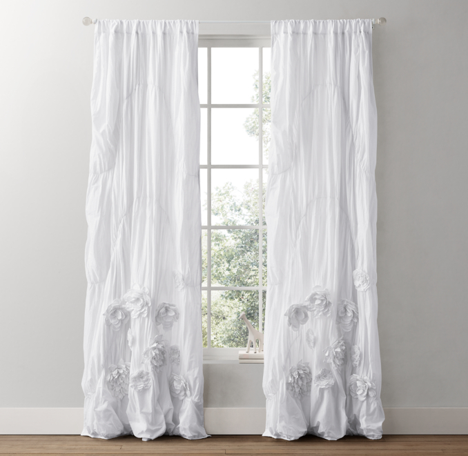 Washed Appliquéd Fleur Drapery Panel | RH TEEN