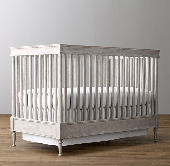 Three Quarter view of Airin Spindle Crib - Vintage Grey 
