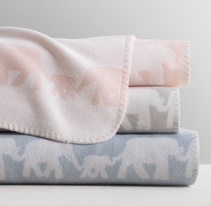 Front Stacked view of Petite Nursery Elephant Stroller Blanket 