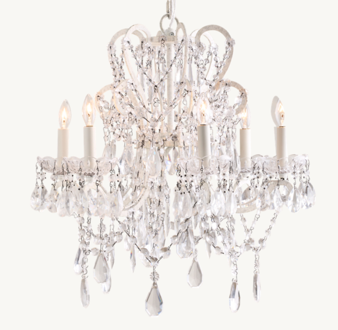 Manor Court Crystal 6-arm Chandelier - Vintage White