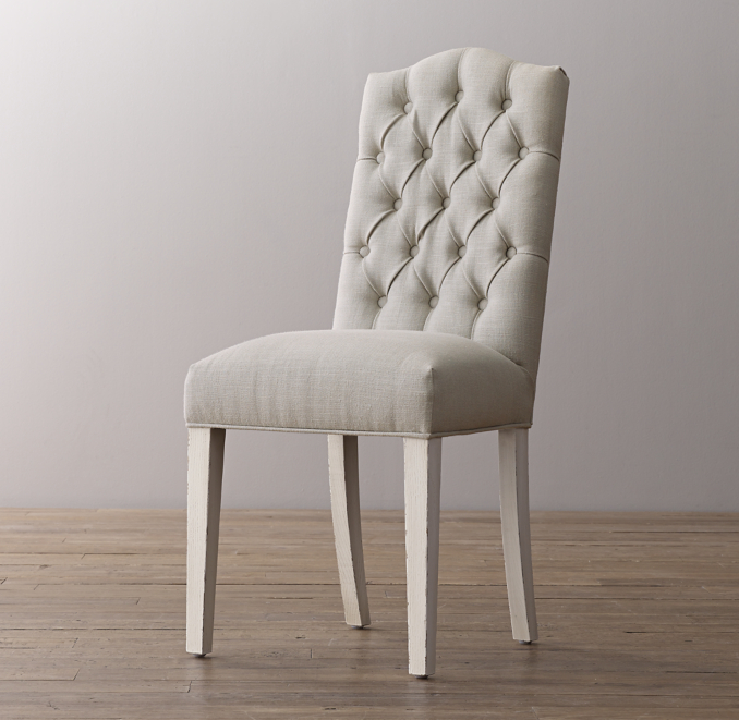 Tufted Camelback Desk Chair - Aged White 