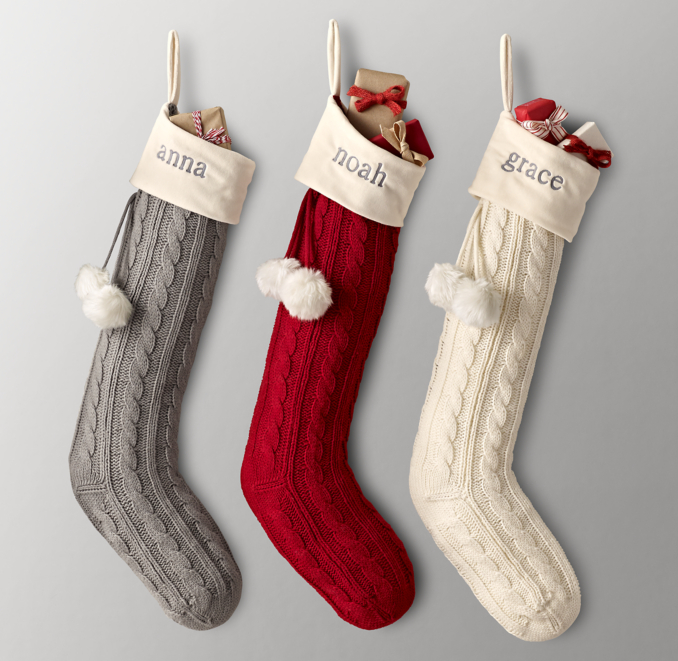 Front view of Cable Knit Stocking 