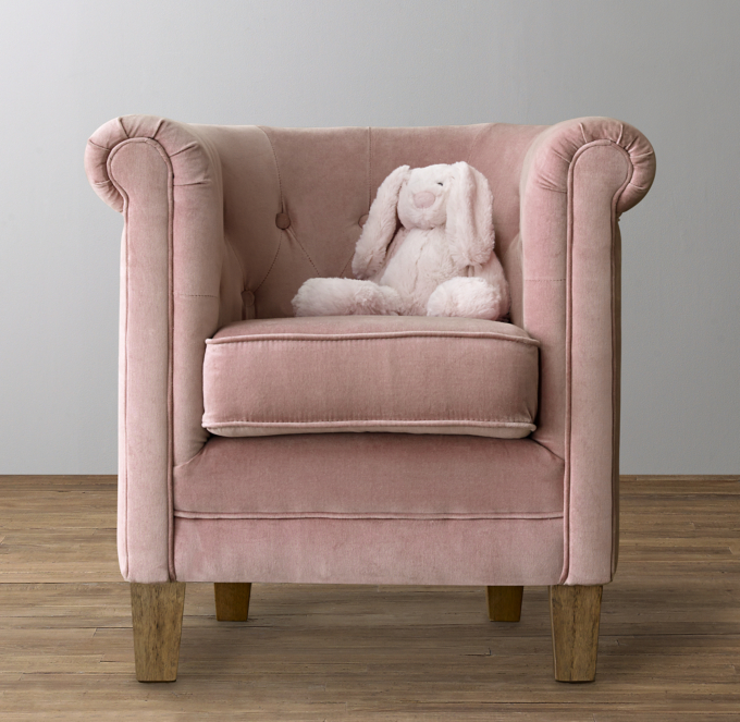 Mini Tufted Tub Velvet Chair RH Baby Child