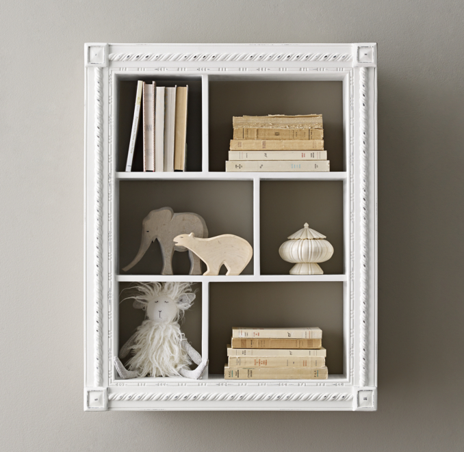 Extra-Large Hand-Carved Display Shelf - Antique White 