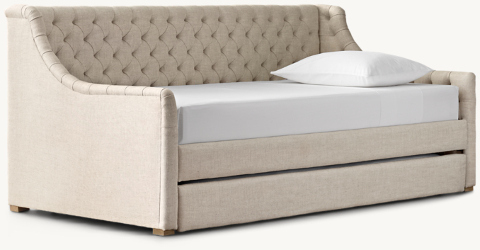 Three Quarter view of Devyn Tufted Daybed With Trundle - Oak 