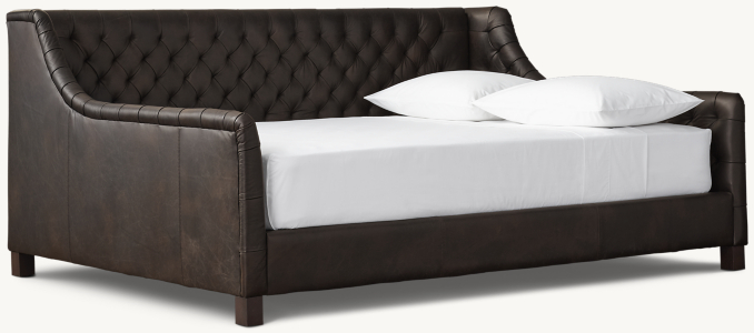Devyn Tufted Leather Daybed - Aged Espresso | RH