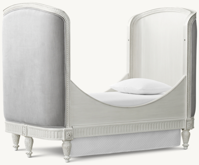 Belle upholstered crib on sale