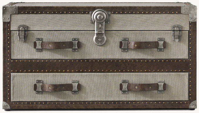 Front view of Antique Steamer Trunk 