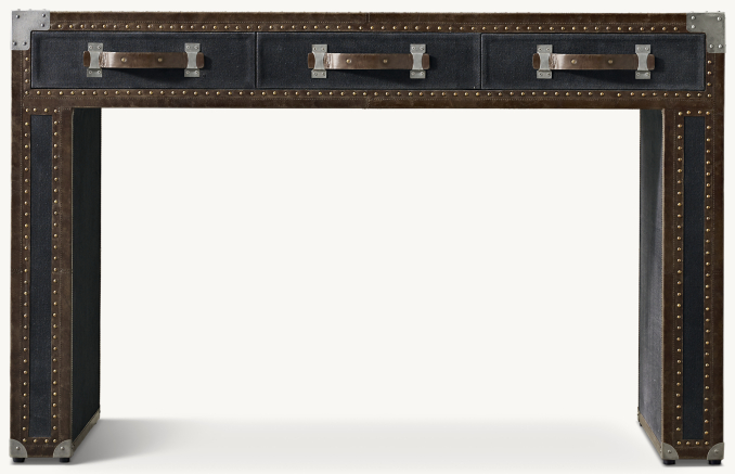 Front view of Antique Steamer Trunk Desk 