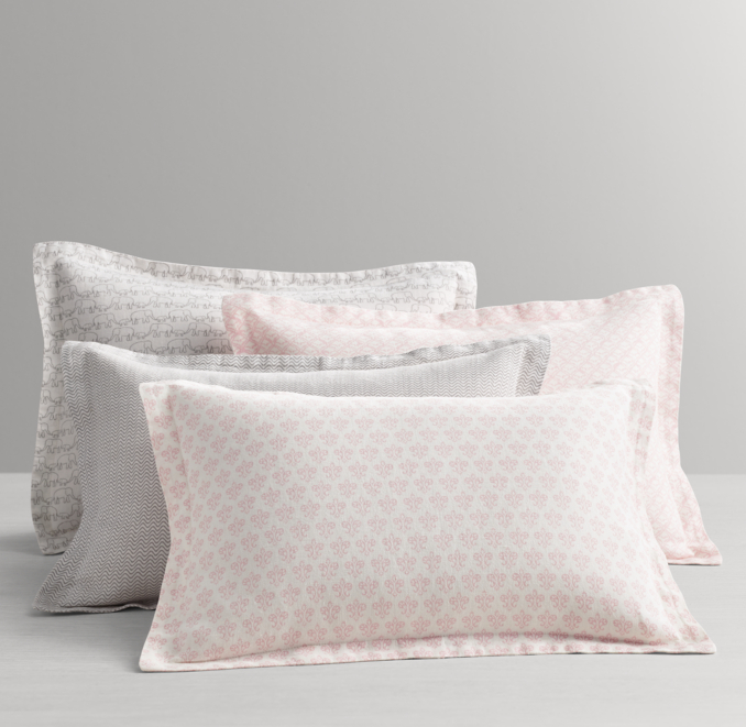 Washed Organic Linen Printed Boudoir Sham RH