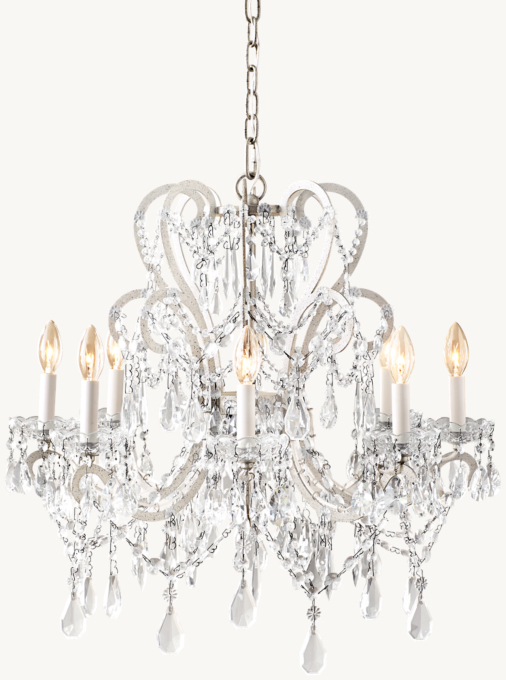 Front view of Manor Court Crystal 8-Arm Chandelier  