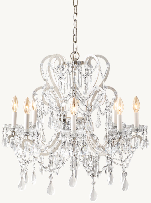 Manor Court Crystal 8-Arm Chandelier - Aged Pewter