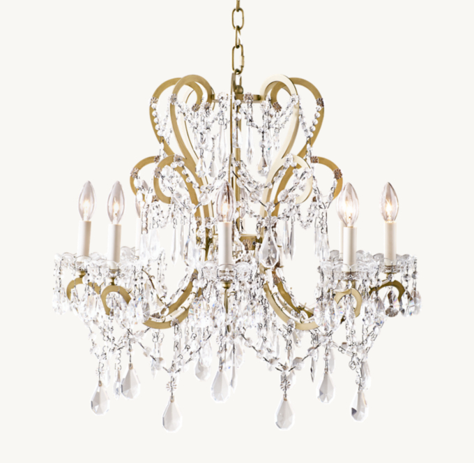 Manor Court Crystal 8-Arm Chandelier - Aged Gold