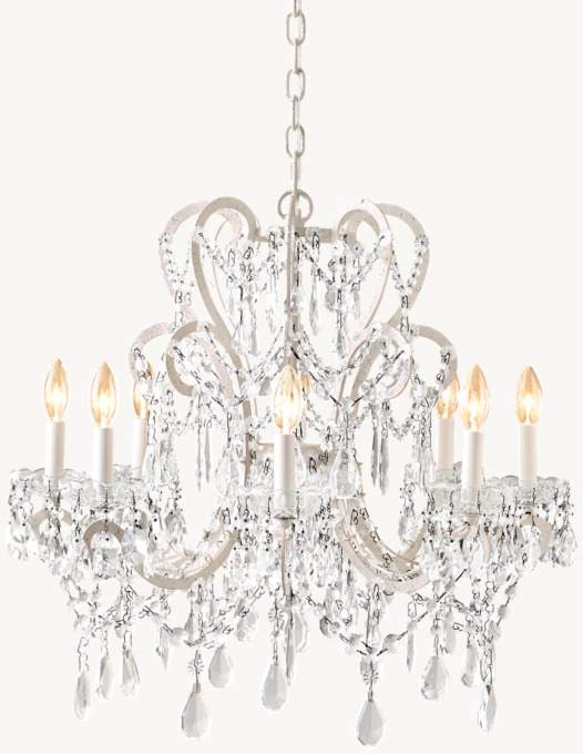 Manor Court Crystal 8-Arm Chandelier - Vintage White