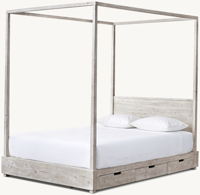 Callum Narrow-Post Storage Canopy Bed