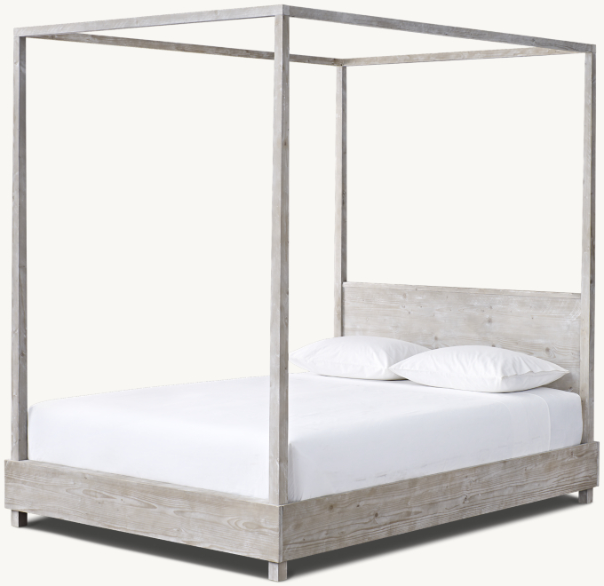 Callum Narrow-Post Platform Canopy Bed With Headboard