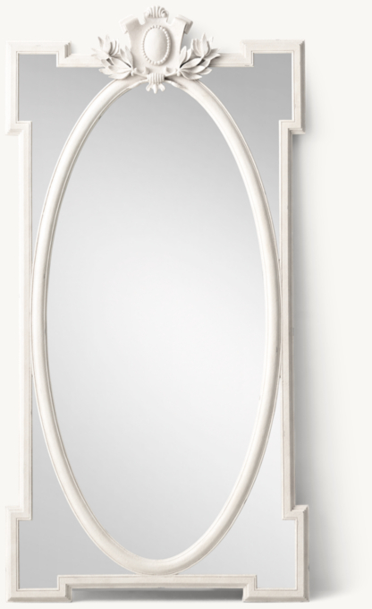 Front view of Juliette Leaner Mirror - Antique White 