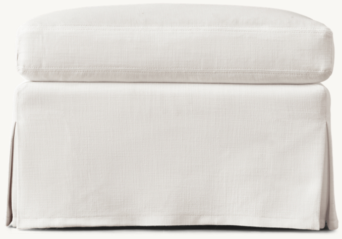 Front view of Classic Slipcovered Slope Arm Ottoman 