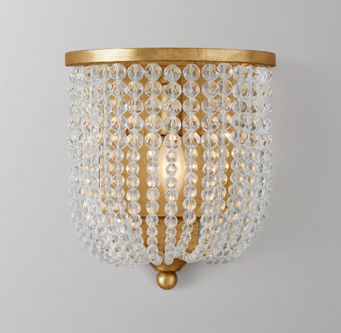 Front view of Dauphine Crystal Sconce - Antiqued Gold 