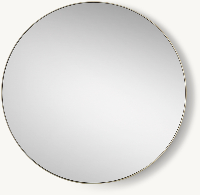 Front view of Metal-Wrapped Inset Round Mirror - Brass 