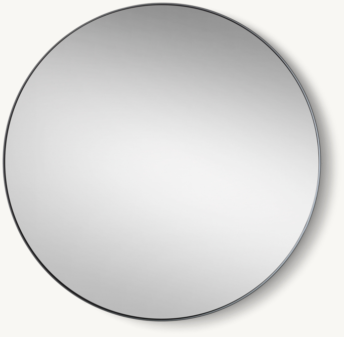 Metal-Wrapped Inset Round Mirror - Aged Steel