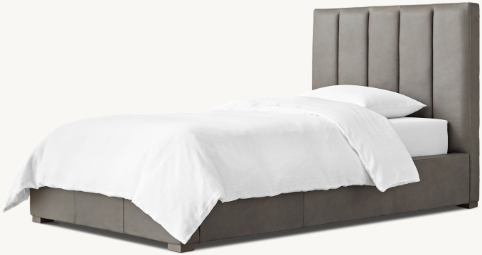 Three Quarter view of Carver Leather Bed 
