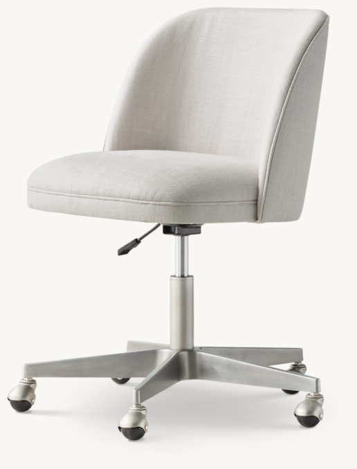 Three Quarter view of Alessa Upholstered Desk Chair - Pewter 