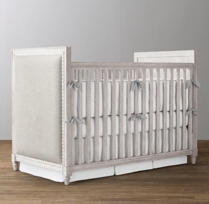 Marcelle Upholstered Low Profile Crib Vintage Grey RH Baby Child