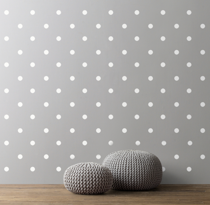 Front view of Pattern Play Wall Decal - White Polka Dots 