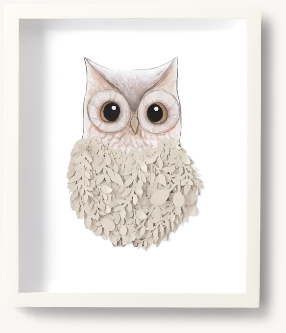 Cut Paper & Watercolor Animal Art - Owl