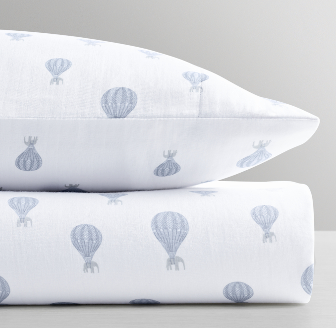 Front Stacked view of Floating Elephants Crib Fitted Sheet 