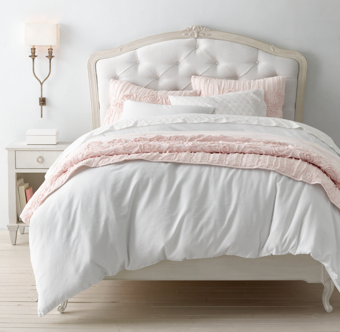 Duvet cover and sham shown in White. Sheet set shown in Pink/White.