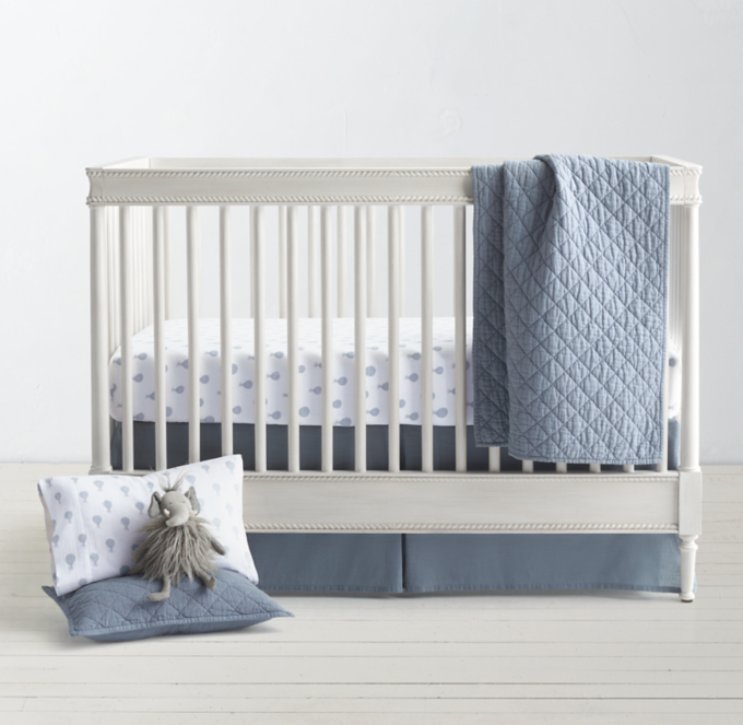 Washed Linen-Cotton Diamond & Floating Elephants Nursery Bedding Collection