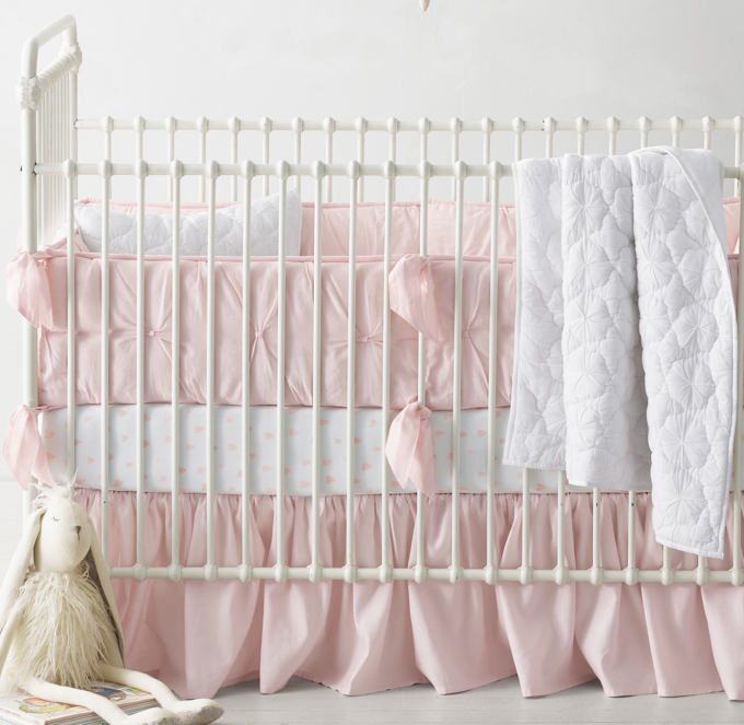 Gathered Linen Cotton Crib Skirt RH