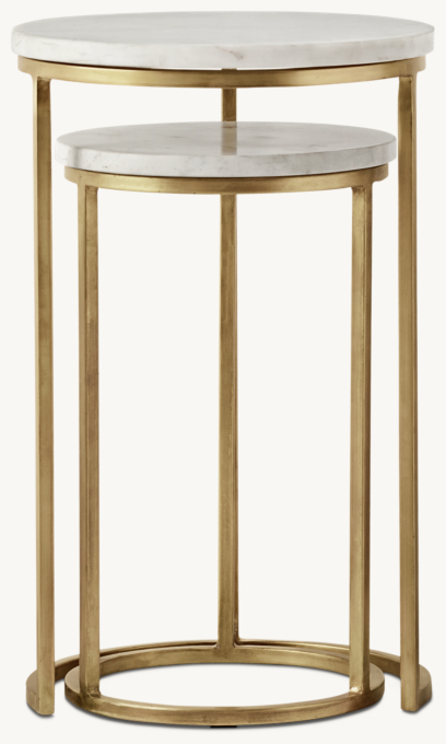 Serena Nesting Round Side Tables Brass RH TEEN