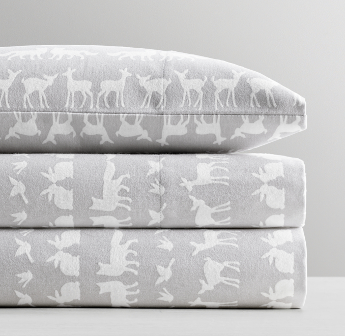 Woodland Animals Flannel Pillowcase | RH