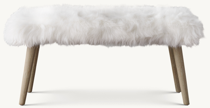 Front view of Poppy Kashmir Faux Fur Bench 