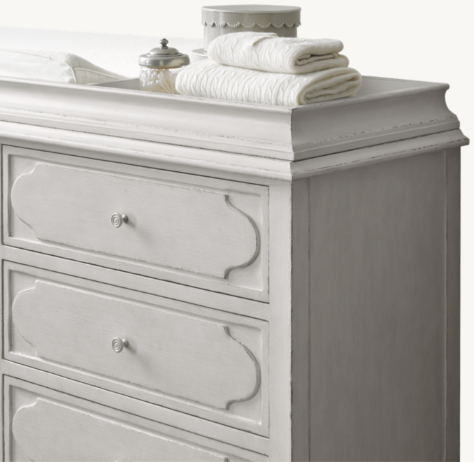 Three Quarter view of Bellina Wide Dresser & Topper Set 