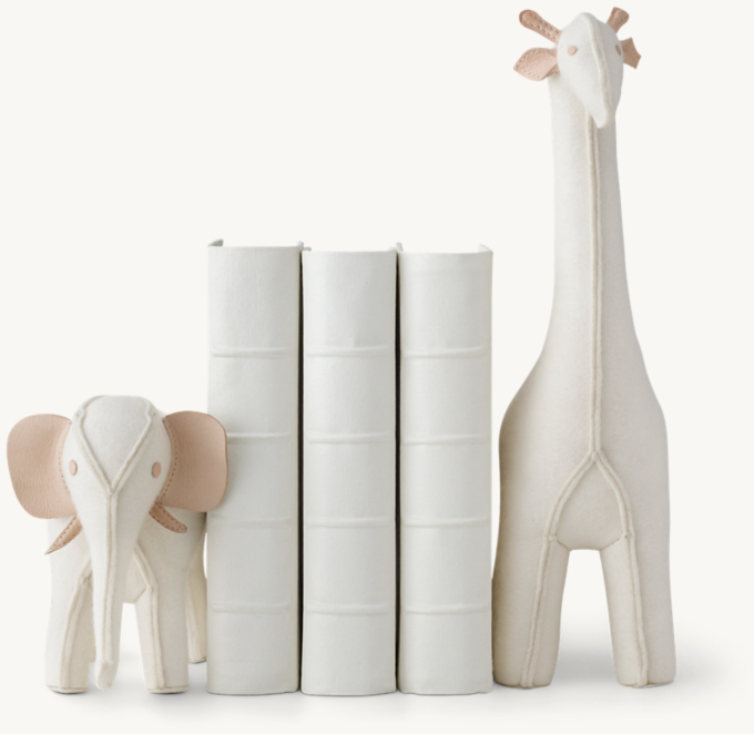 Front view of Wool Felt Animal Bookend - Ivory 