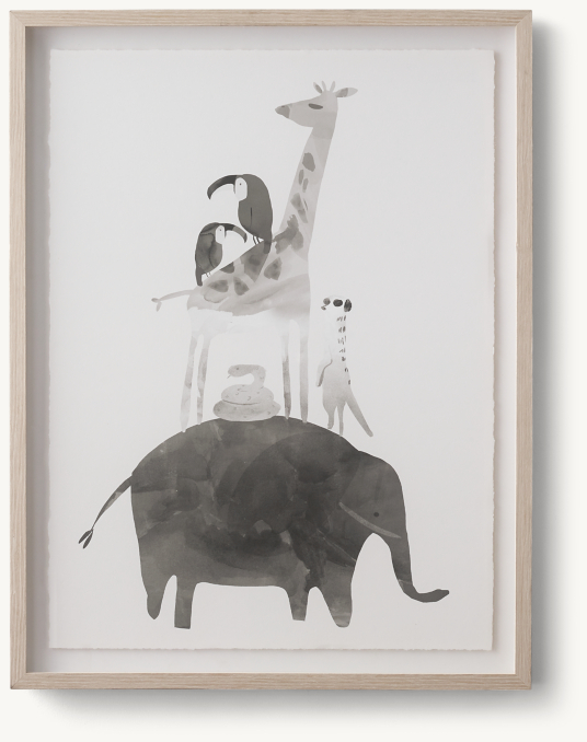Front view of Watercolor Stacked Animal Art - Elephant 
