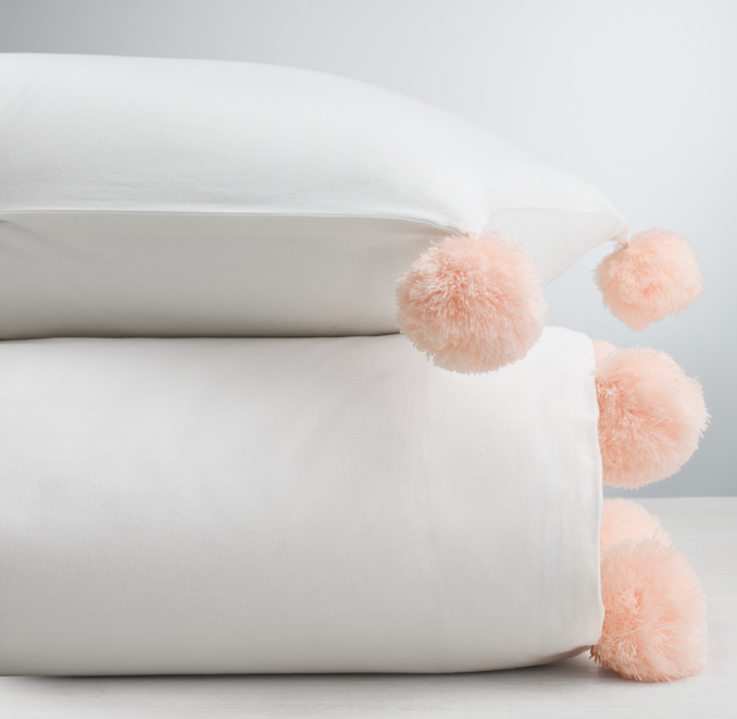 Front Stacked view of Pom-Pom Trimmed Cotton-Linen Sham 