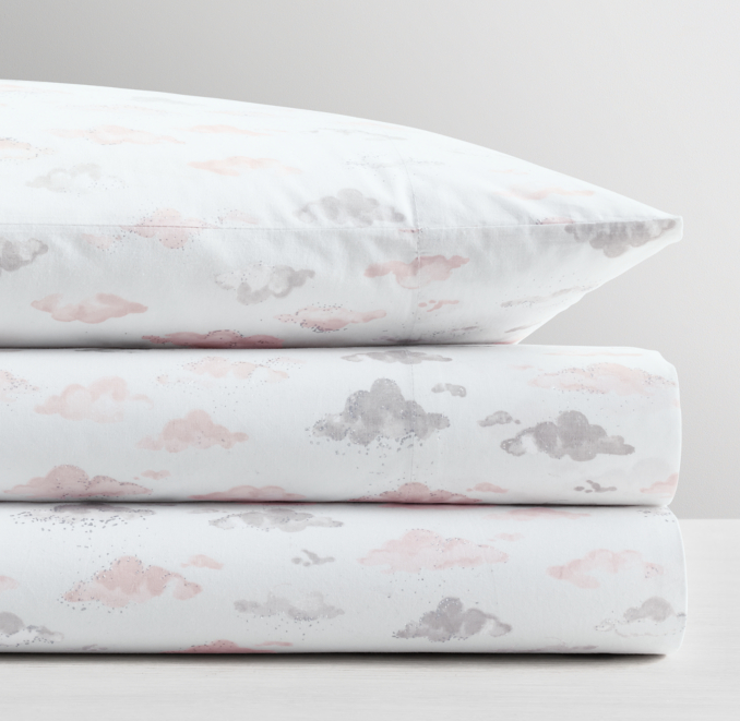 Front Stacked view of Silver Lining Washed Percale Crib Fitted Sheet 