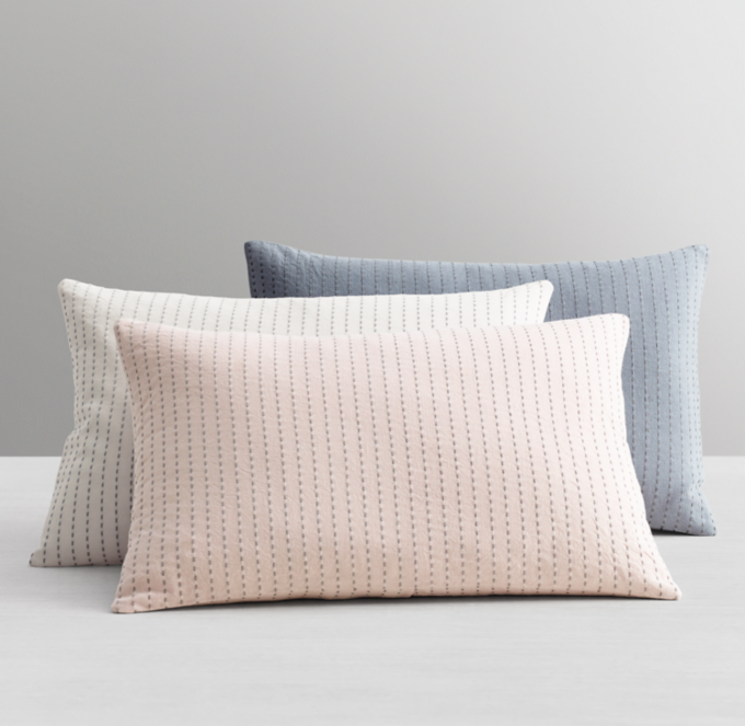 Front view of Woven Stitch Washed Cotton Boudoir Sham 